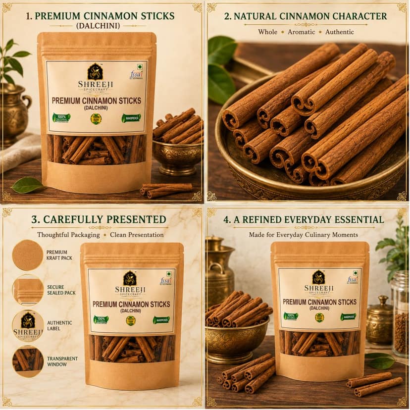Shreeji Spicecraft Whole Cinnamon Sticks Raw Dalchini (500grams)for Cooking Tea and Baking Natural Aromatic Spices Whole Bark view 6