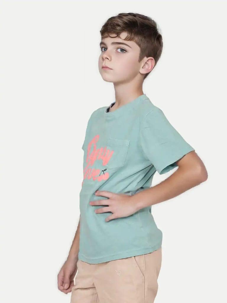Teen Boys Sage Green graphic printed T-Shirt view 2