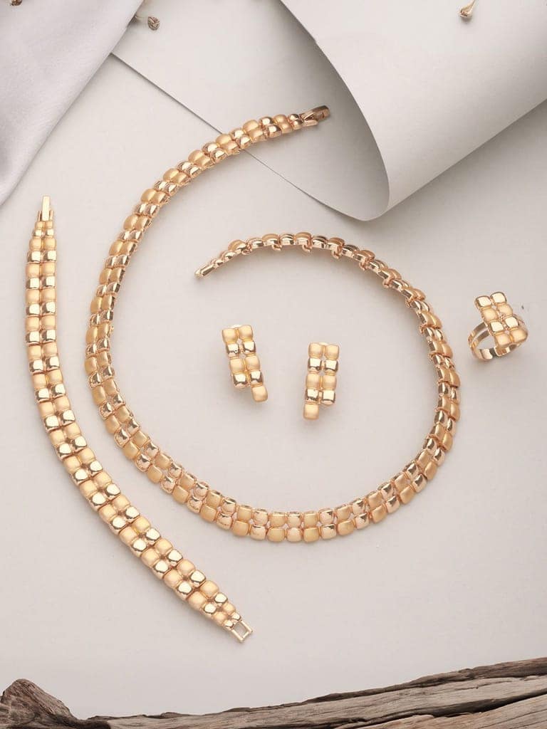Anti-Tarnish 18k Gold Plated Ball Statement Combo Jewellery Set