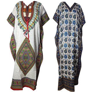 Ukal Combo Pack of 2 Women's Kaftan Dress Cover Up Nightwear Nighty Gown V-Neck Dress