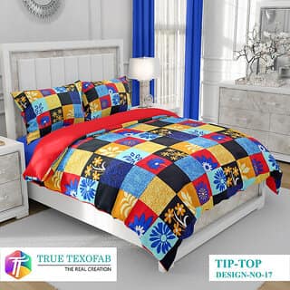 Black Bee Multi Colour Checks Print Double Bedsheet With 2 Pillow Covers (208 X 213 Cm)(Bs30-04)