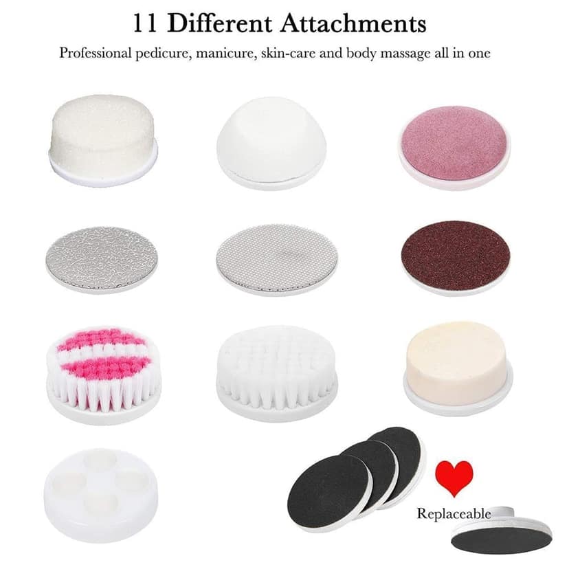 BALTRA Facial Electric Massage Machine Kit 11in1, Face Massager Kit for Women with Face Scruber, Sponge, Rolling Massager & Attachment for Pedicure, Manicure &Body Massage, Compact Facial Massager Kit view 7