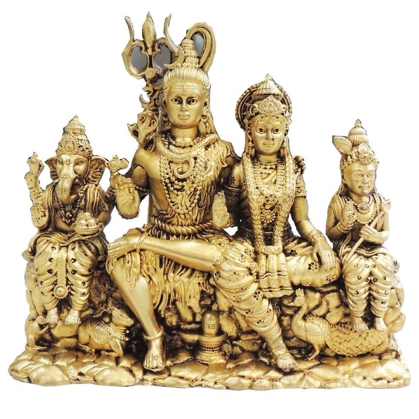 Brass Shiv Parivar Idol Statue for Home Temple, Large Size, Height : 5.2 Inch (BSMAS1932 G) view 2