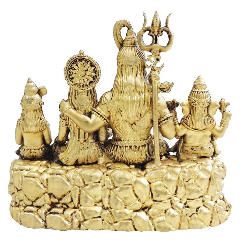 Brass Shiv Parivar Idol Statue for Home Temple, Large Size, Height : 5.2 Inch (BSMAS1932 G) view 3