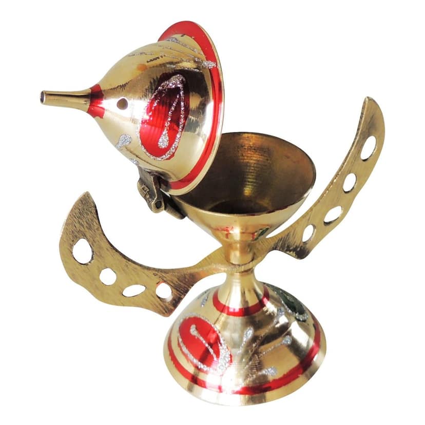 Brass Atar Dan Showpiece | Perfume Container Decorative Brassware, Height : 1.7 Inch (ZMAS469 B) view 3