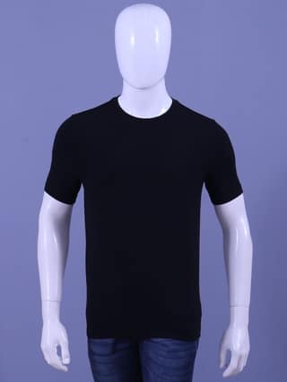 Men's Black Solid OE Crew Neck T-Shirt