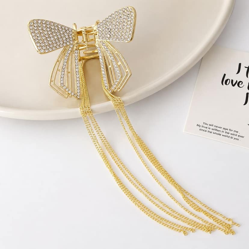 Luxury Gold Bow Hair Claw Clip view 3