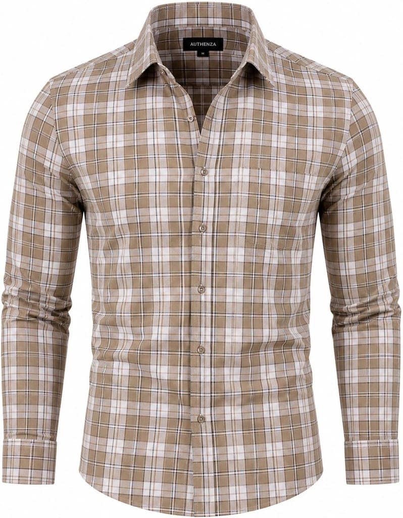 Men's Premium Beige brown Check Formal Shirt view 2