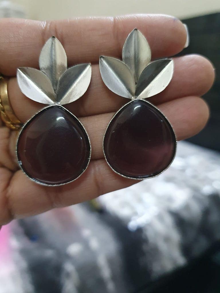 German Silver Oxidized Studs Earrings view 2