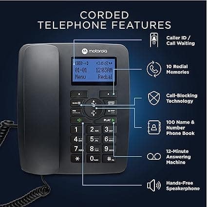 Motorola Voice C42 Corded Telephone with Digital Cordless Handset view 5