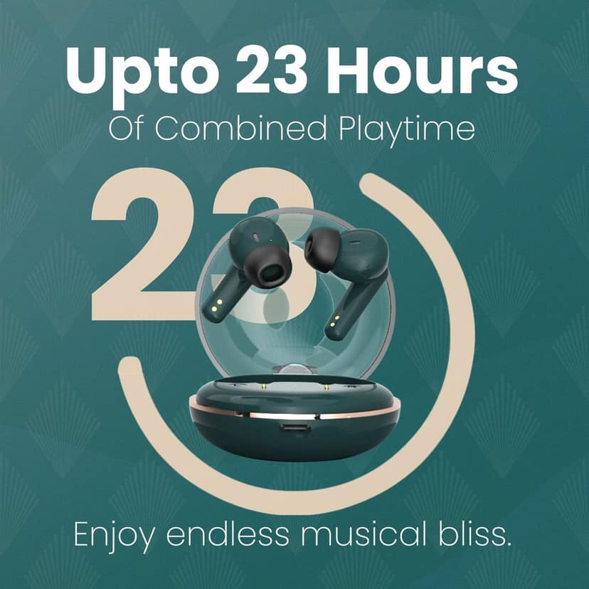 Hammer Airflow Plus TWS Earbuds with Bluetooth 5.1 and Smart Touch Control (Emerald Green) view 7