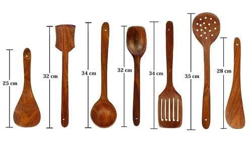 Hand made Wooden Ladle for Kitchen/Premium Non-Stick Serving and Cooking Spoon (7 pieces) view 2