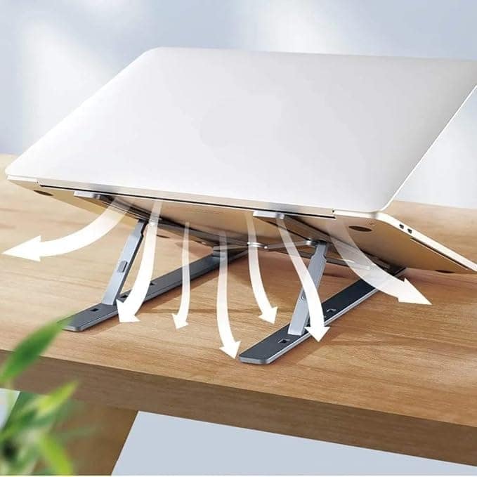 Aluminum Laptop Stand, MacBook Stand, Portable Laptop Stand, Gaming Laptop Stand, Foldable Laptop Stand, Compatibility Upto 15.6-Inch Laptop, Tab, and Mobile (Multicolour) view 6