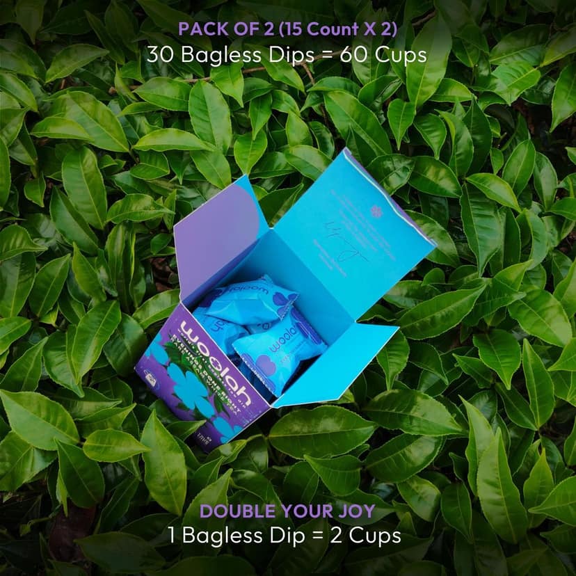 Woolah Rare Assam White Tea, Organic BAGLESS Tea Dip (2 Packs = 30 Dips /60 Cups) 100% PLASTIC FREE, Natural Whole Leaf, High EGCG anti-oxidants, BOOST METABOLISM, Improves SKIN HEALTH & Good for Heart. view 2