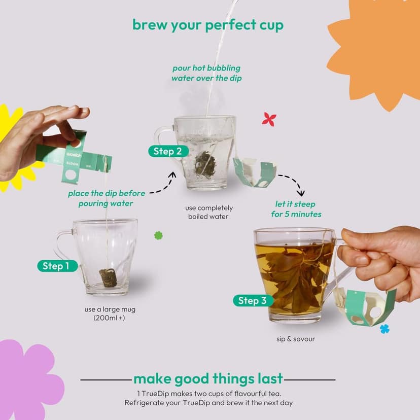 Woolah Rare Assam White Tea, Organic BAGLESS Tea Dip (2 Packs = 30 Dips /60 Cups) 100% PLASTIC FREE, Natural Whole Leaf, High EGCG anti-oxidants, BOOST METABOLISM, Improves SKIN HEALTH & Good for Heart. view 4