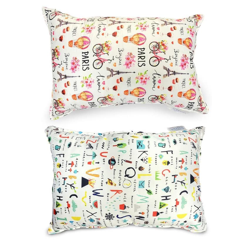 Sleepsia Microfiber Baby Pillow for Sleeping Alphabetic Print & Paris Print, Multicolour Toddler Baby Pillow for Bedding, Soft Pillow, Children Pillows for Sleeping (Kids Combo) view 2