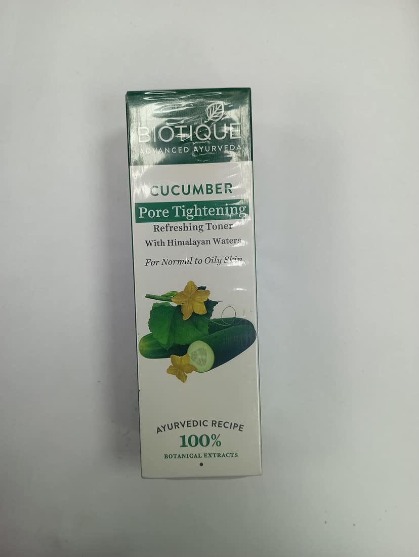 Biotique Advanced ayurveda Cucumber Pore tightening Refreshing toner With himalayan waters For normal to oily skin Ayurvedic recipe 100% Botanical extracts