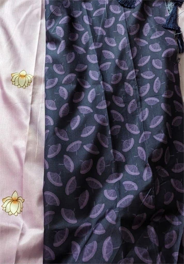 Purple Handloom Pure Mysore Silk Saree With Lotus Butta Design view 2