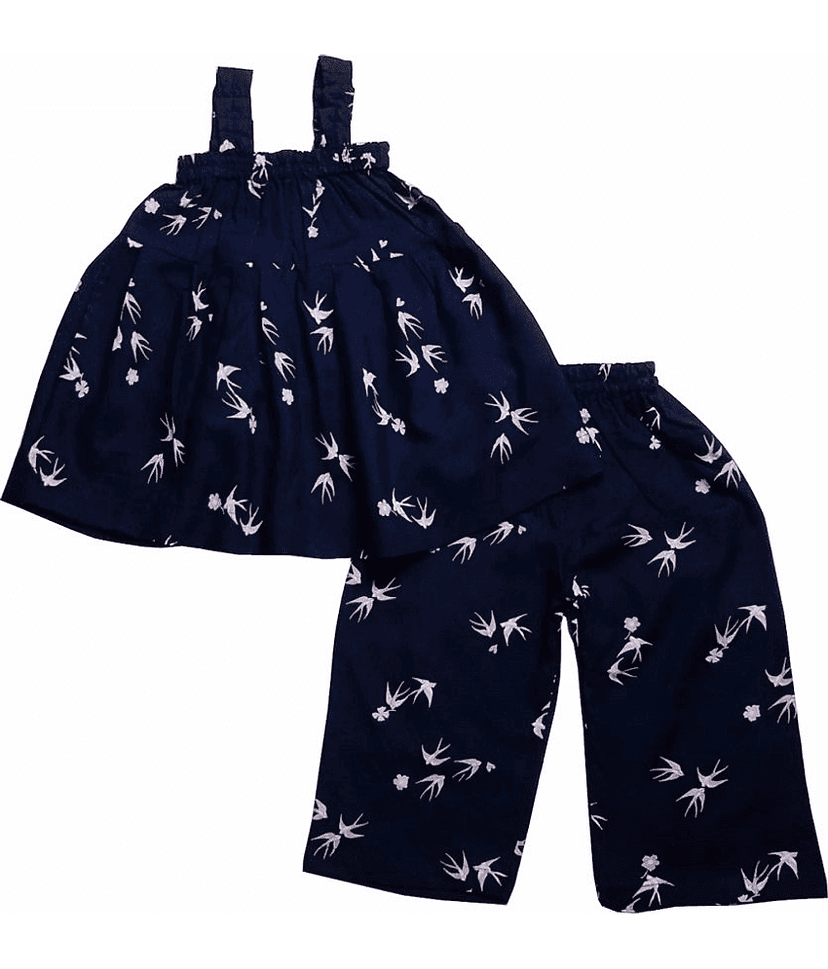 harshvardhanmart.com Pack of 1 Baby Girls 100% Cotton Shirt & Trouser ( Navy Blue ) view 2