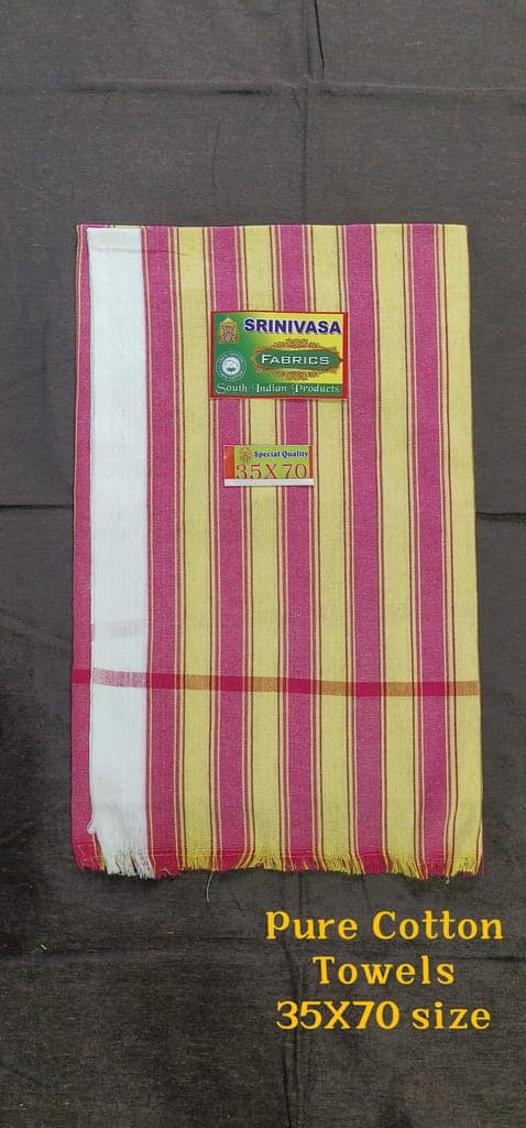 FABRICS Striped Yellow & Pink Cotton Fabric TOWELS view 3