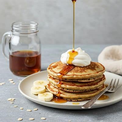 Oatflour Pancakes With Maple Syrup