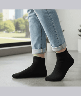 Bolax Pack of 5 Men's Cotton Blend Ankle Length Socks ( Black )