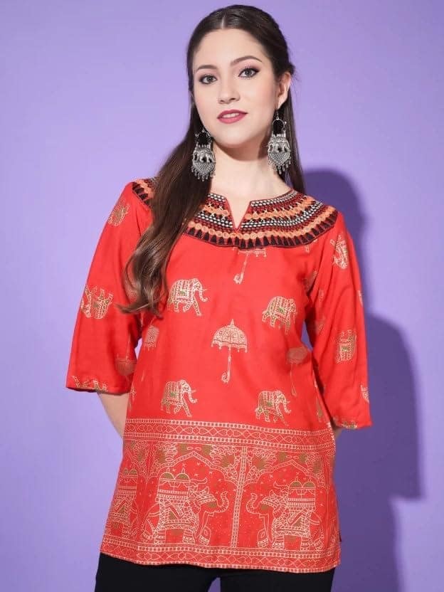Ukal Summer Fashion Cotton Short Top Tunic Kurti for Women & Girl's view 2