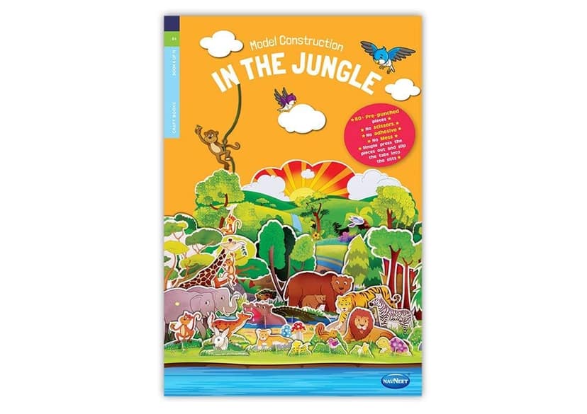 Navneet Model Construction In the Jungle- Wild animals- Stem learning book -3D Paper Models - School Project book- Fun DIY Crafts - Mess Free activities- No Scissors & Glue [Paperback] Navneet
