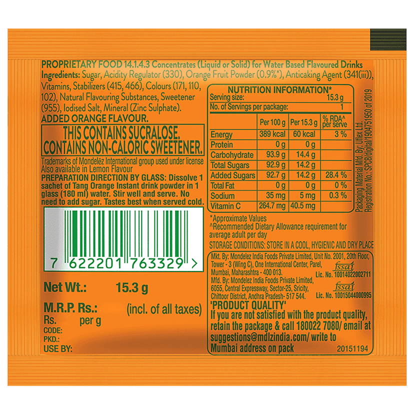 Tang Instant Drink Mix - Orange, 15.3 G view 2