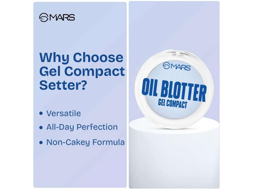 MARS Oil Blotter Gel Compact for Oily Skin with Puff Applicator, Instant Oil Control, Matte Finish Compact, Travel Friendly, For Summers - 5g - NATURAL view 3