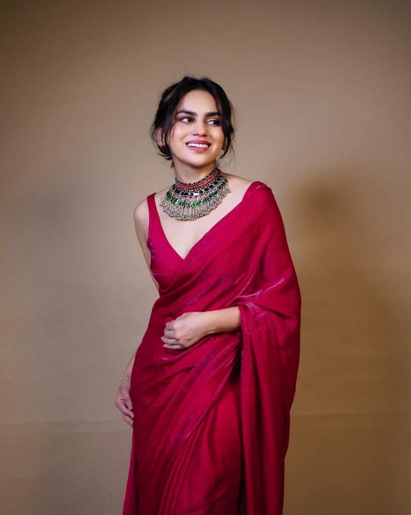 Rani Pink Fendy Satin Saree – Elegant Party Wear Collection view 2