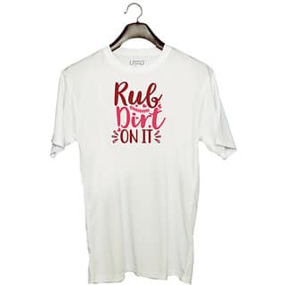 UDNAG Unisex Round Neck Graphic Baseball, Rub dirt on it Polyester T-Shirt White