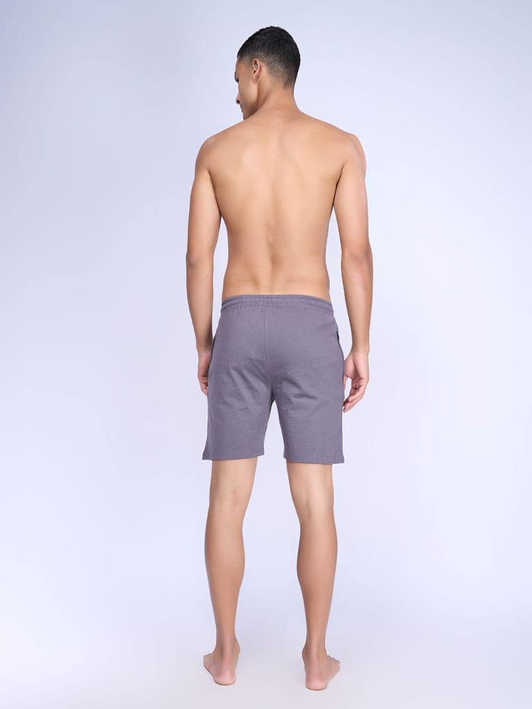 Men's Super Combed Cotton Smart Fit One Side Zipper Shorts Grey-ES5 view 3