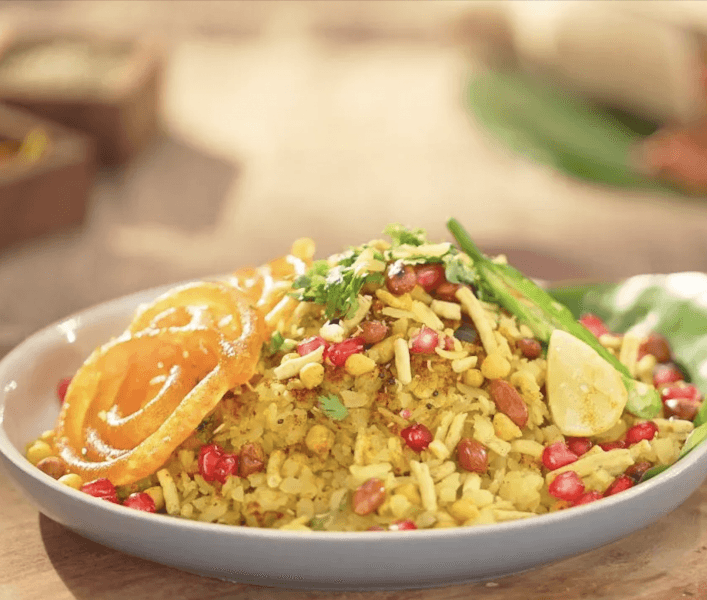 Indori poha + 50g jalebi (rw)