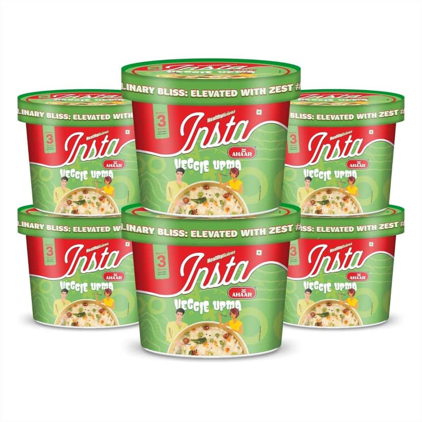 Insta Ahaar Veggie Upma - Cup 80g | Ready-to-Eat | Instant Snack