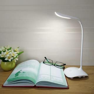 LED Study Table Lamp Rechargeable | 3-Level Dimmable Brightness, Touch Control, Gooseneck, USB Powered | Desk Lamp for Students, Reading, Office & Home