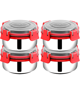 BOWLMAN Steel Green Food Container ( Set of 4 )