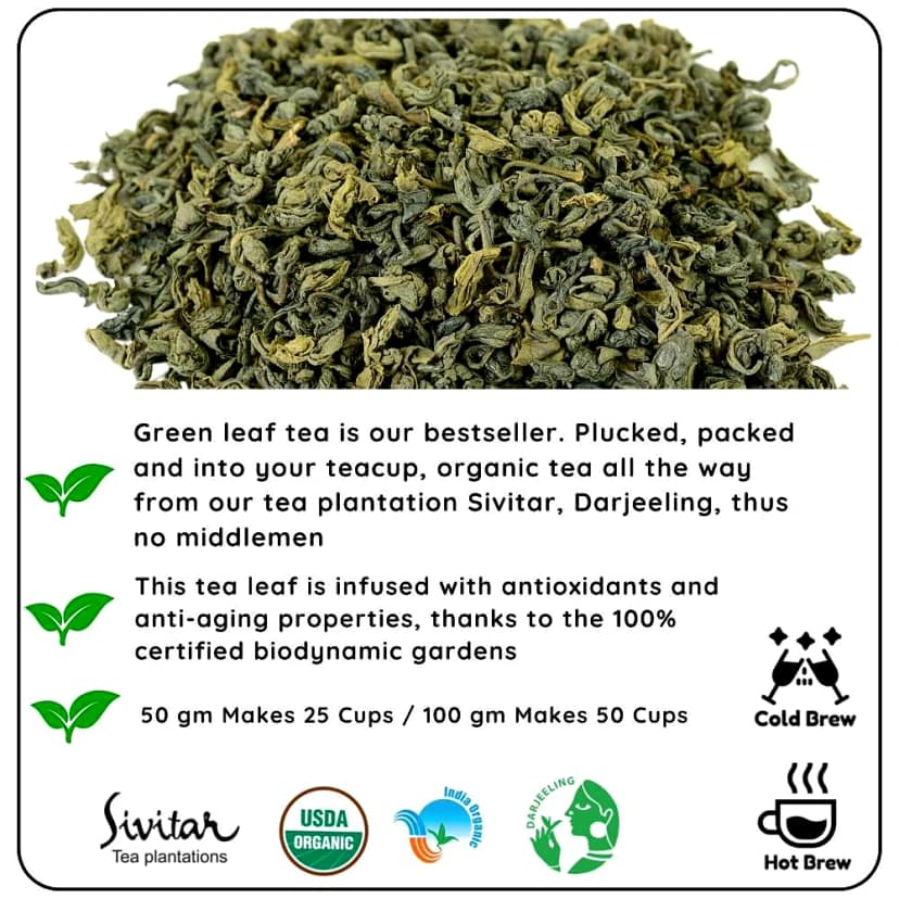 ENERGISING Green Leaf - Boost Energy and Promote Skin Glow (Gm - 50 Gm Makes 25 Cups) by M/S RADHIKAS FINE TEAS AND WHATNOTS view 2