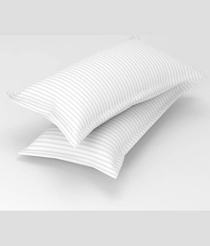 gharsaaz - Pack of 2 Poly Cotton Vertical Striped Standard Size Pillow Cover ( 68.58 cm(27) x 43.18 cm(17) ) - Black