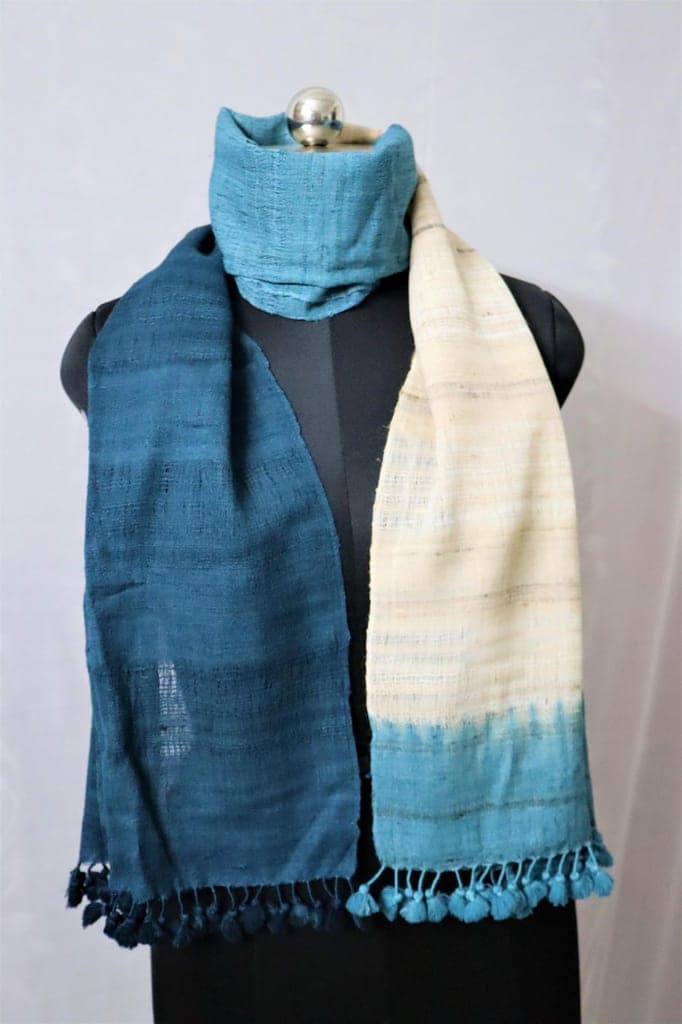 SoulShoppr Handloom Stole - Indigo Ombre view 3