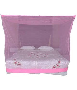 Riddhi Pink Polyester Single Mosquito Net, Machardani