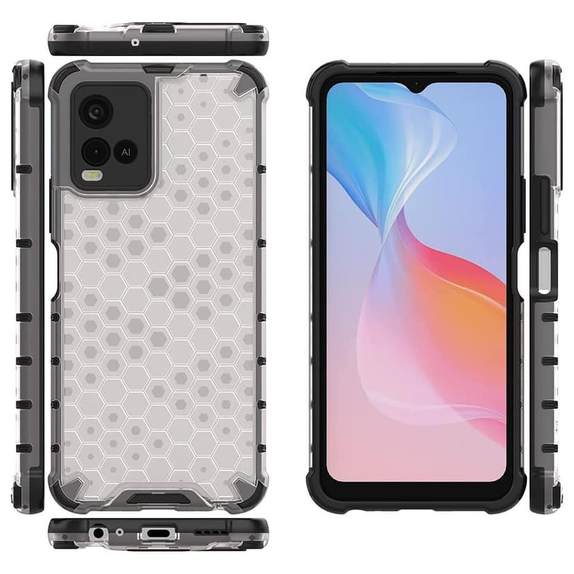 Faircost Hybrid Shockproof Back Cover for Vivo Y33s / Y21 / Y21t / Y21e / Y33t Hard Outside Soft Inside- (Polycabonate::Transparent) view 5