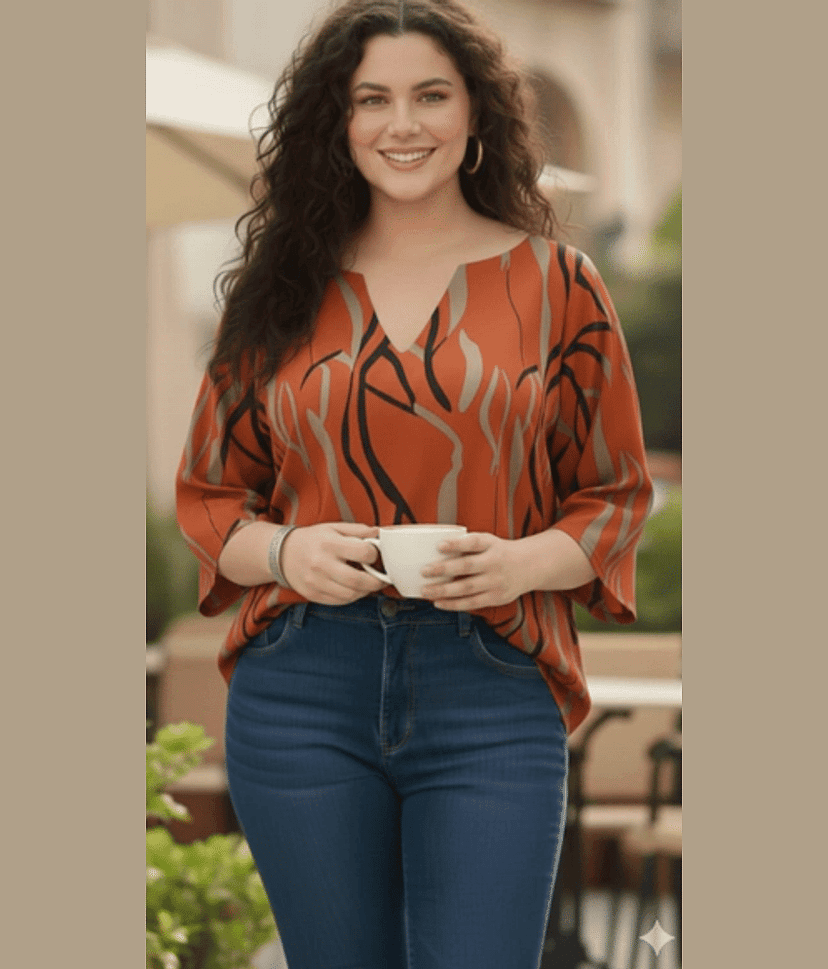 HF WARD Women's Cotton Regular Top ( Orange )