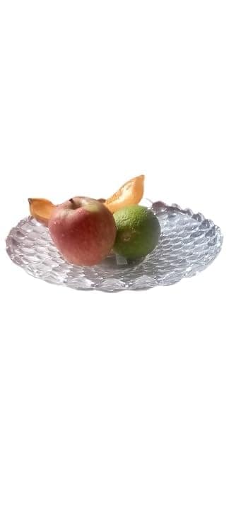 Elegant Dining Table D�cor: Crystal Clear Glass Fruit and Serving Plate. view 2