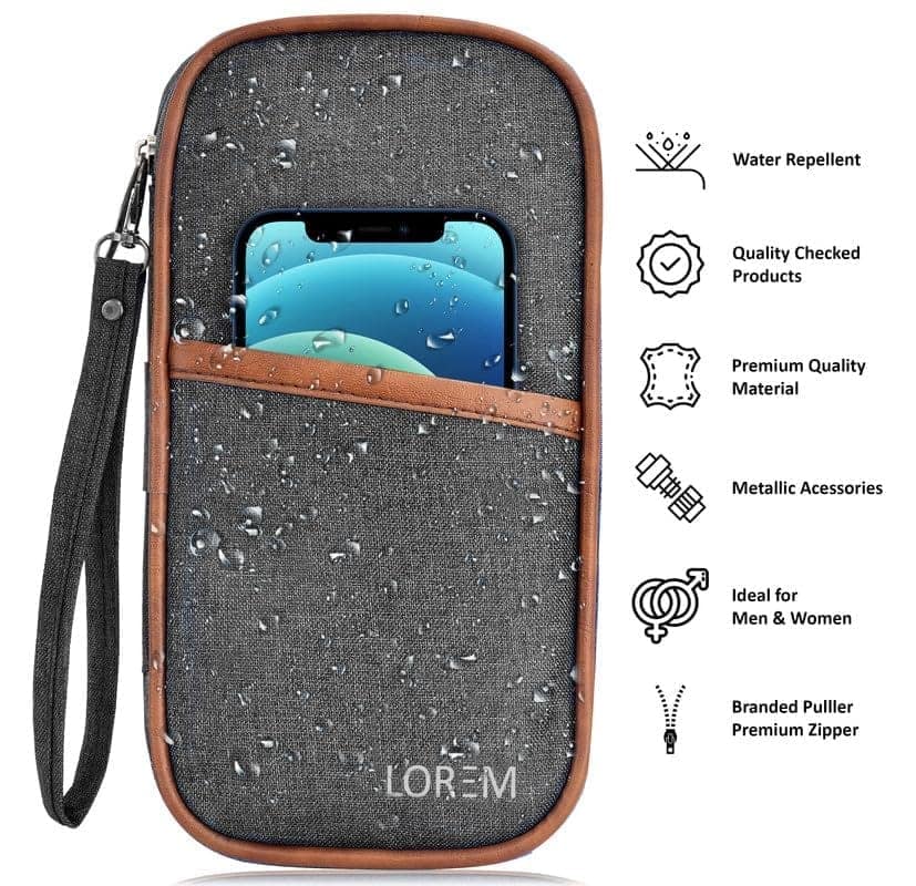 LOREM Deluxe Family Passport Wallet: Organize Credit, Debit Cards, Tickets, Coins, and More with Removable Hand Strap view 4
