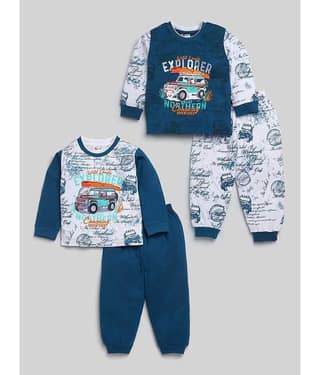 Mars Infiniti Pack of 2 Unisex for Baby Cotton T-Shirt & Trouser ( Navy Blue )