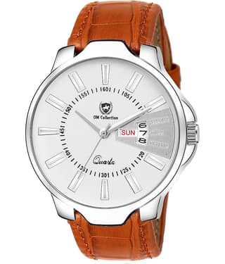 Om Collection - Brown Leather Analog Men's Watch