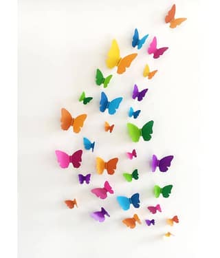 Jaamso Royals Multicolor 3D Butterflies Nature Nature PVC 3D Sticker