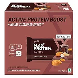 RiteBite Max Protein Active Choco Fudge Bar - High In Energy, Healthy Snack, 75 g (Pack of 6)