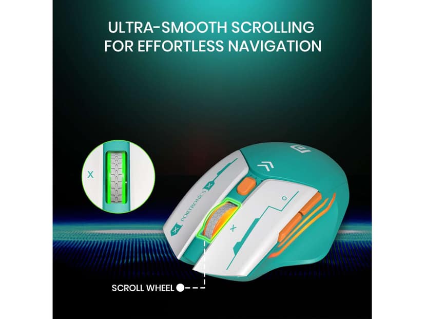 Portronics Vader Max Bluetooth 5.3 & 2.4 GHz, 6-Button Control, DPI Up to 2400, Rechargeable Mouse - Green view 2